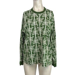 PACT - WOMEN'S LARGE - GREEN & CREAM CHRISTMAS TREES 2 PIECE PAJAMA SET